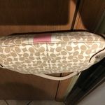 Coach  CHELSEA SIGNATURE BEIGE PINK STRIPE LEATHER TRIM CROSSBODY SHOULDER BAG Photo 8