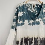 XCVI  Tie Dye Long Sleeve Top Size XL Blue White Brown V Neck Boho Casual Relaxed Photo 3