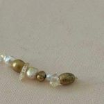 Handmade Brass Pearl Crystal Necklace  “Ygritte” Floating Minimal Classic Boho Photo 0