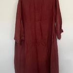 Blue Fish Handpainted Maroon Linen Dress Handpainted Photo 4