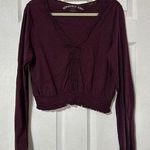 Aeropostale Seriously Soft Long Sleeve Crop Top Y2K Burgundy Size Large L Photo 0