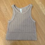NIKIBIKI  Cable Knit High Neck Crop Top One Size Tan Photo 0