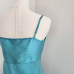 Frances Valentine Shiny Teal Empire Waist Slip Dress Adjustable Straps Y2K XS Blue Photo 5
