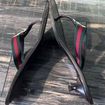 Gucci  GG Logo Sandals Kitten‎ Heels THONGS Flip Flop Slides Brown Green Red 9.5 Photo 7