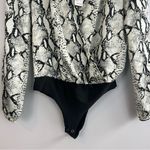 BB Dakota NWT Animal Print Satin Long Sleeve Cross Front Bodysuit Size Small Photo 7
