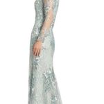 Mac Duggal 67539 Sea Mist Embellished Illusion V Neck Long Sleeve Gown 14 $698 Photo 9