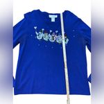 Lisa International Festive Snowmen Beaded Christmas Sweater Royal Blue Sz M Size M Photo 4