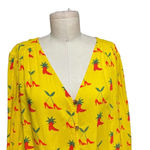 Anthropologie Kendra Dandy Dreamer Top Blouse Button Strawberry Yellow Size 14 Photo 1