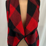 Red & Black Buffalo Plaid Cozy Flannel Sleeveless Jacket Vest‎ Photo 0