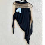 NWT Mugler Abiti Do Robe Jersey Crepe Tulle Mini Dress Black Nude Women's US 0 Photo 2