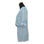 Cloth & Stone | Small | Chambray Floral Faux Wrap V-Neck Roll-Tab Sleeve Romper Photo 6