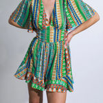 Flying Tomato NWT Green and Blue Patterned Romper Size L Photo 0
