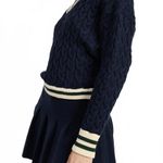 En Saison Collegiate Pleated Long Sleeve Cable Stitch Mini Sweater Dress NWT Blue Size M Photo 7