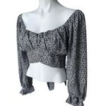 Storia Altar’d State Floral Long Puff Sleeve Crop Top with Cross Back Tie Photo 4