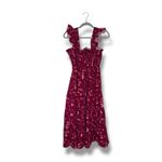 Hill House Ellie The Nap Dress Floral Square Neck Flutter Sleeve Midi Dress Purple Photo 4