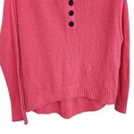 American Eagle Henley Knit Sweater Womens Size M Crew Neck Slouchy Coral Pink Photo 3