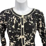 Ann Taylor LOFT Black White Floral Print Silk Cotton Button Front Cardigan S Photo 2