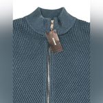 Alfani Ribbed Knit Mock Dual Zip Kale Green Sweater Size M Modern Academia NWT Blue Size M Photo 2