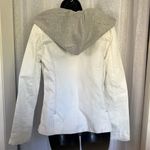 Central Park West WHITE DENIM JACKET WITH ZIP IN HOOD. Sz: M Photo 1