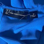 NY&Co Royal Blue Long Sleeve Peplum Blouse M Back Tie Stretch Waist Size M Photo 5