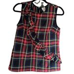 J.Crew shirt tank top sleeveless NWT tartan plaid asymmetrical ruffle holiday 2 Photo 0
