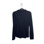 Maurice's Black Collared Snap Neck Ribbed Long Sleeve Henley Top Photo 4