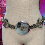 Vintage Silver Metal Flower Mirror Statement Belt – Y2K Boho Photo 0