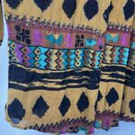 Jane Ashley VTG  Gauze Top Blouse Button 3/4 Sleeves Beaded Western Aztec Artwear Photo 2