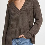 Pistola  Drea V Neck Sweater Asymmetrical Chunky Chocolate Brown Large Photo 0