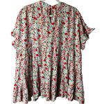 OTT Full On Love Top in Mint Coral Ruffled & Flowy Babydoll Top Size 1X Green Photo 5