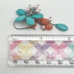 Sarah Coventry Turquoise, Coral, and Pearl Floral Dangling Drop Earrings Green Photo 1