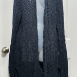 Mudd Y2K Navy Blue Crochet Knit Open Front Long Cardigan Sweater Women's XL Photo 0