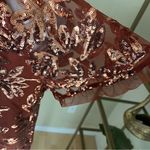 Anthropologie Sequin Embellished Top in Rust Flare Sleeve Size XS Photo 4