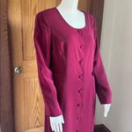 Kasper  Wine Red Button Down Long Sleeve Dress SIZE 10 Photo 2