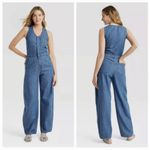 Universal Threads NEW! Universal Thread Blue Curved Leg Denim Sleeveless Jumpsuit Size 12 Photo 1