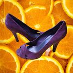 Nine West Open Toe Purple Suede High Heels‎ Size 6.5 Photo 3