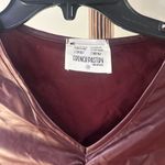 French Pastry  Maroon Faux Leather Ruched Crop Top Women’s Small NWT Photo 4