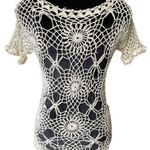 Handmade Cream Boho Hippie Eclectic Witchy Earthy Sunburst Floral Crochet Top Size M Photo 3