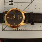 NEW Classique Brand Quartz Watch In Box // Gold & Black Leather Band w/ Diamond Photo 7