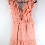 Suzanne Betro Sbetro by  Mini Dress Textured Ruffle Sleeveless Cotton Pink M Photo 1