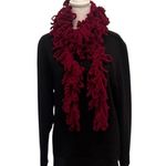 NWT Angelas Designs one of a kind hand crocheted burgundy loopy boa scarf 82” Black Photo 0