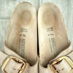 Birkenstock  Women's Cream Mules with Gold Buckle Photo 8