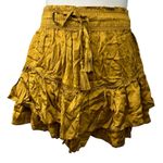 Aerie Size S Mini Skirt Sweet N’ Silky In Honey Ruffle Layers Satin Elastic NEW Photo 2