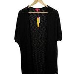 Catherine Malandrino NWT Women’s Open Knit Slub Cardigan in Black Size L Photo 0