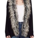 Jessica Simpson Oversized Faux Fur Lined Knit Black Sweater Cardigan Size Small Photo 1