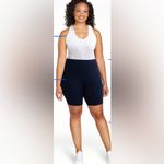 TERRA & SKY Biker Shorts Size 0X 14W Polyester Spandex Pull On Navy Womens NWOT Blue Photo 2