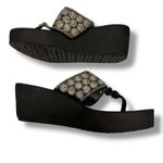 Yellow Box Yellow‎ Box Black Embellished Wedge Flip Flops Bling 9.5 Photo 2