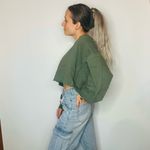 Peach Love California NEW Olive Green Cropped Sweatshirt Photo 7