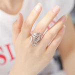 Boutique Womens Rhodium-Plated Stainless Steel Silver Adjustable Spiral‎ Band Ring Photo 3
