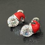 Adorable Enamel Santa Claus Hat Clear CZ Rhinestones Stud Earrings Photo 8